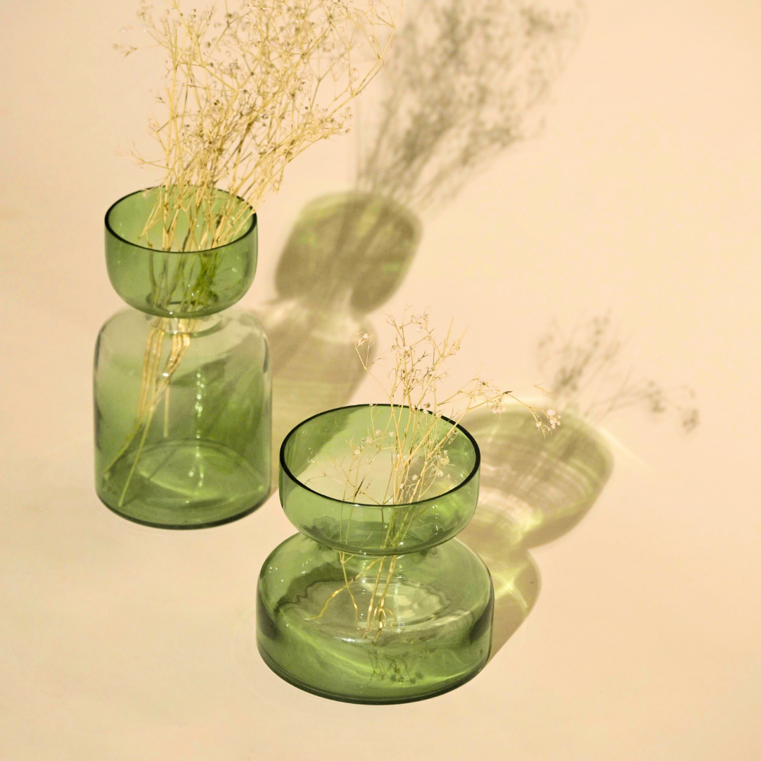 Sage Green Tinted Glass Vases