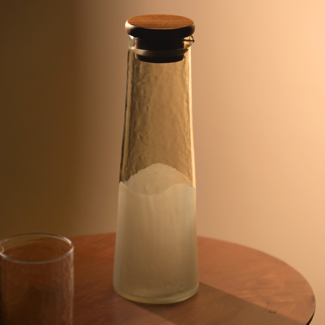 Frosted Hammered Glass Carafe