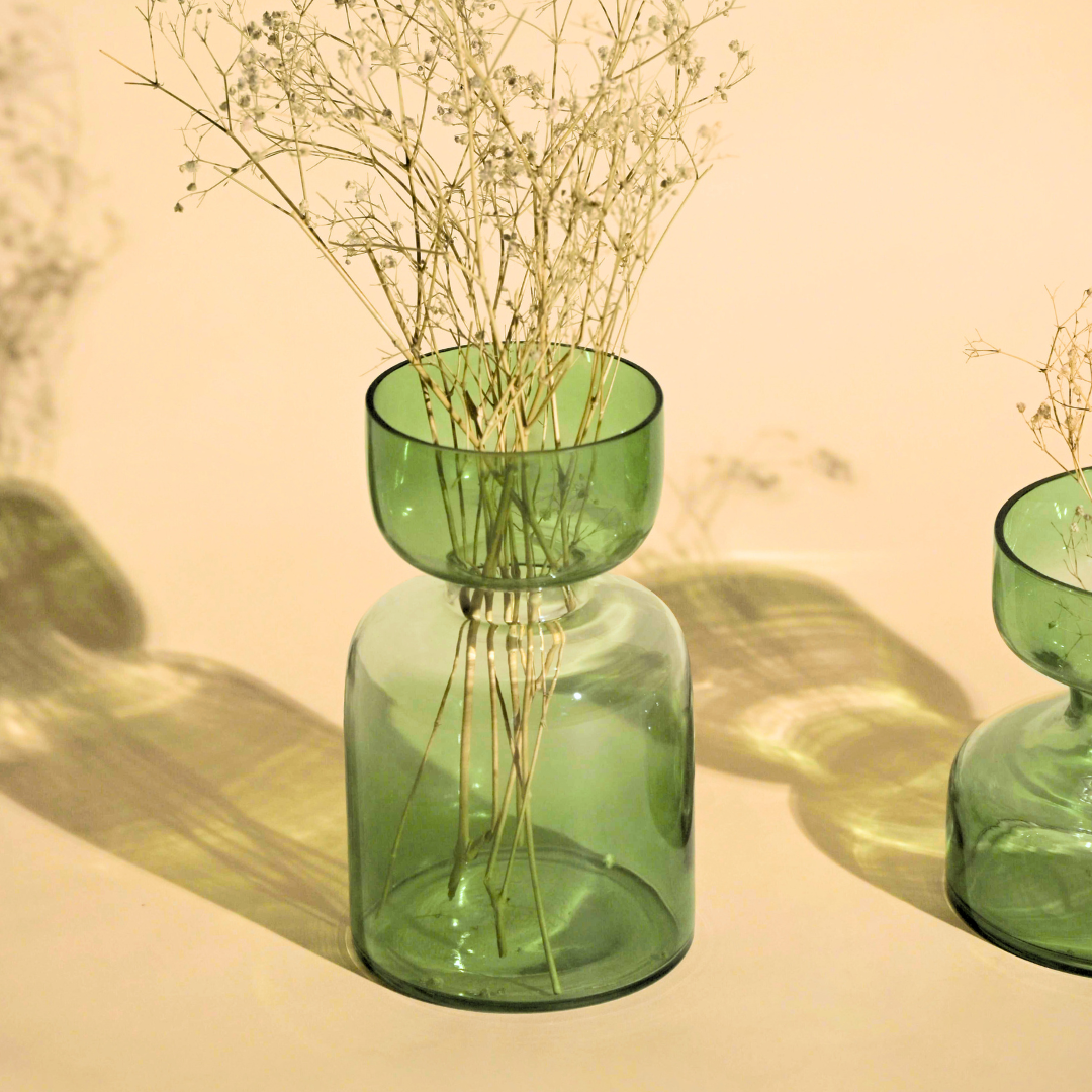 Sage Green Tinted Glass Vases