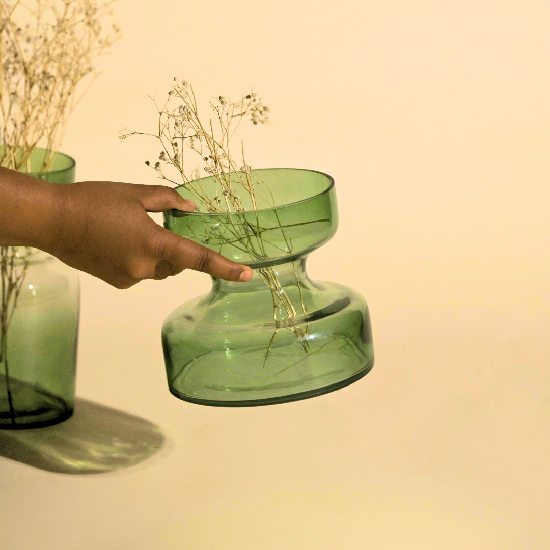 Sage Green Tinted Glass Vases