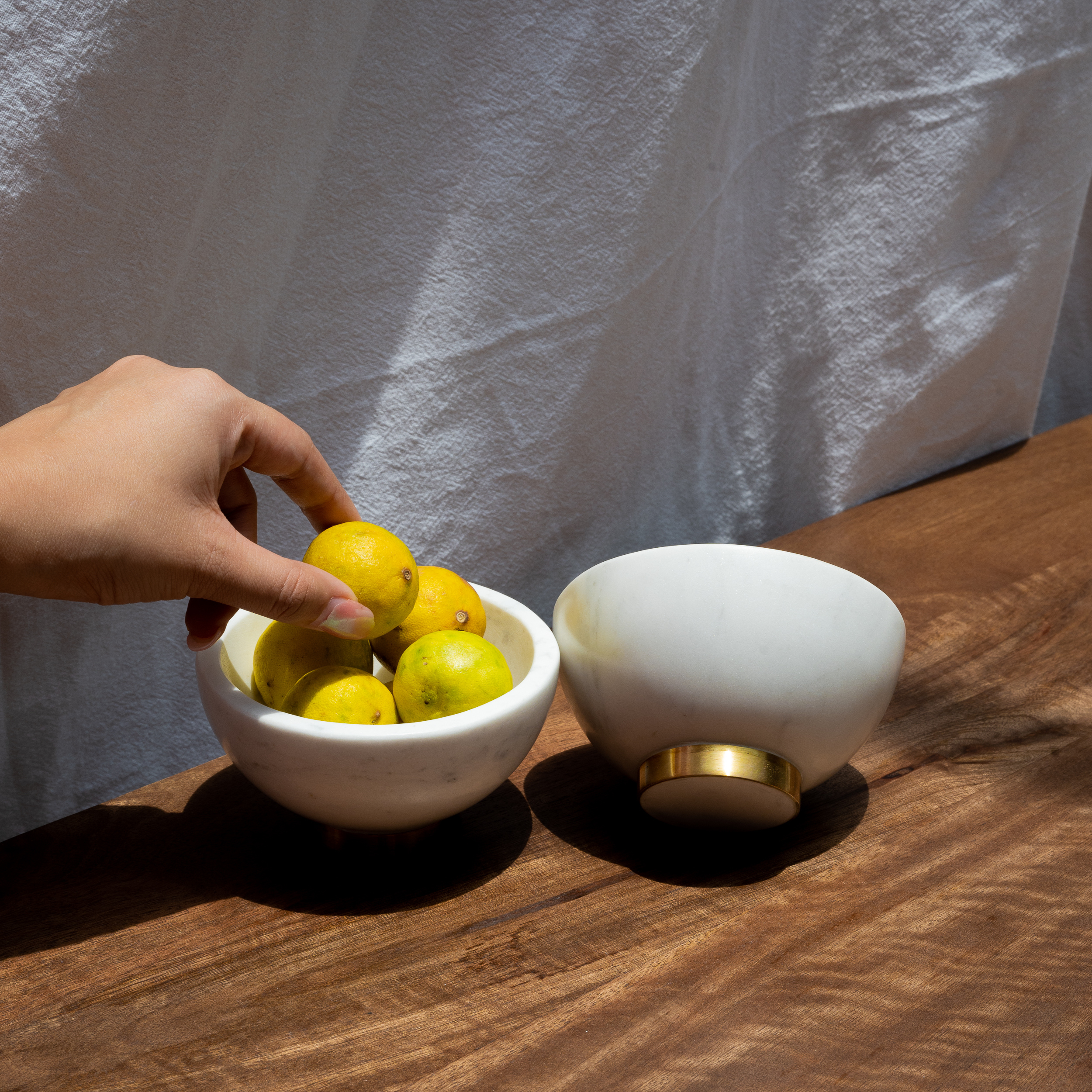 White Marble Bowl with Gold Base