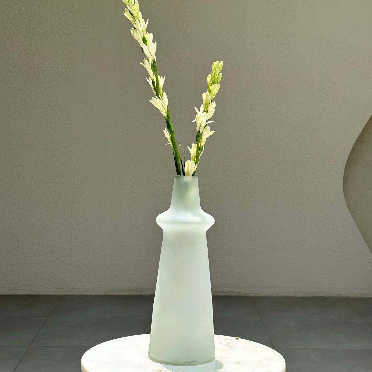 Ridge Frosted Glass Vase