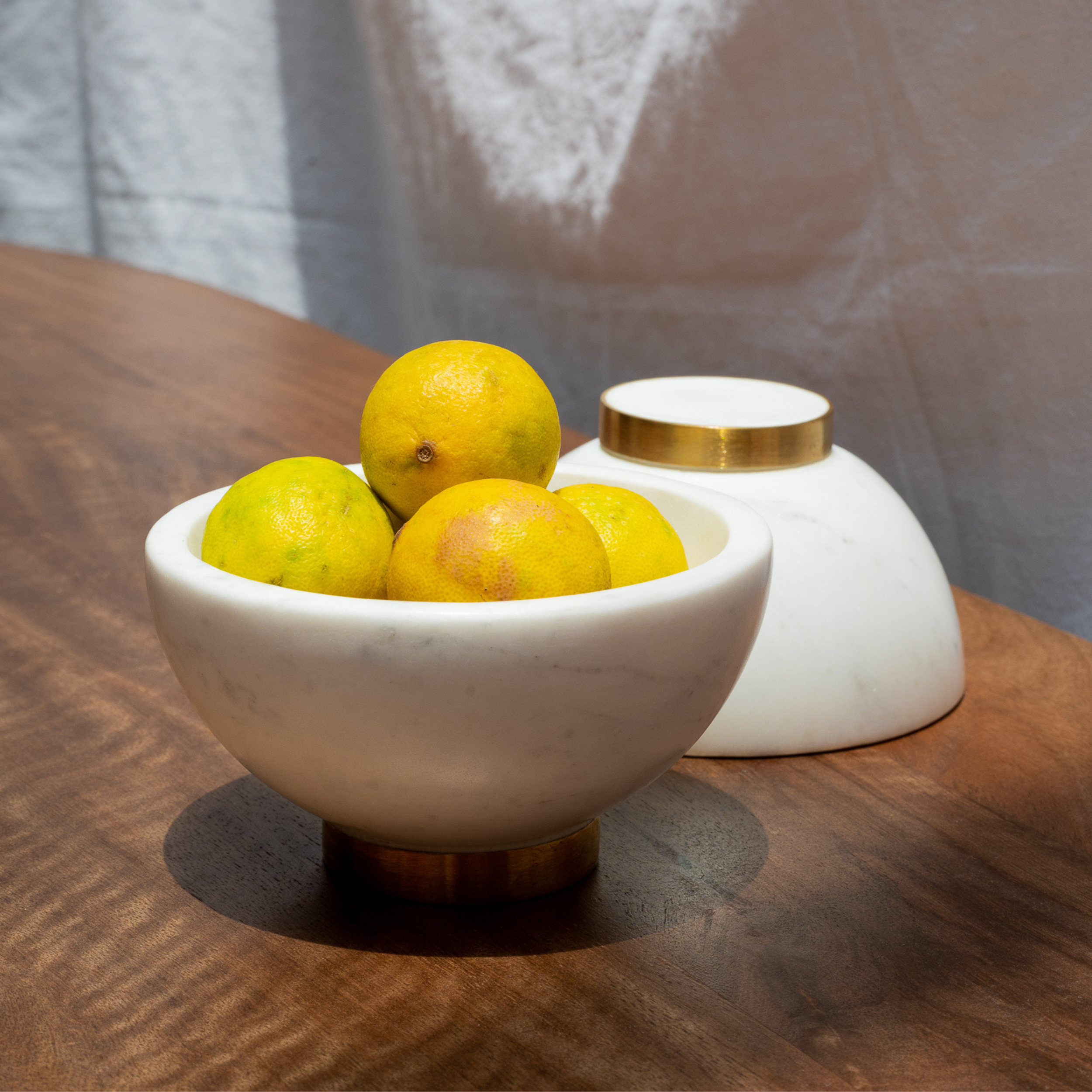 White Marble Bowl with Gold Base