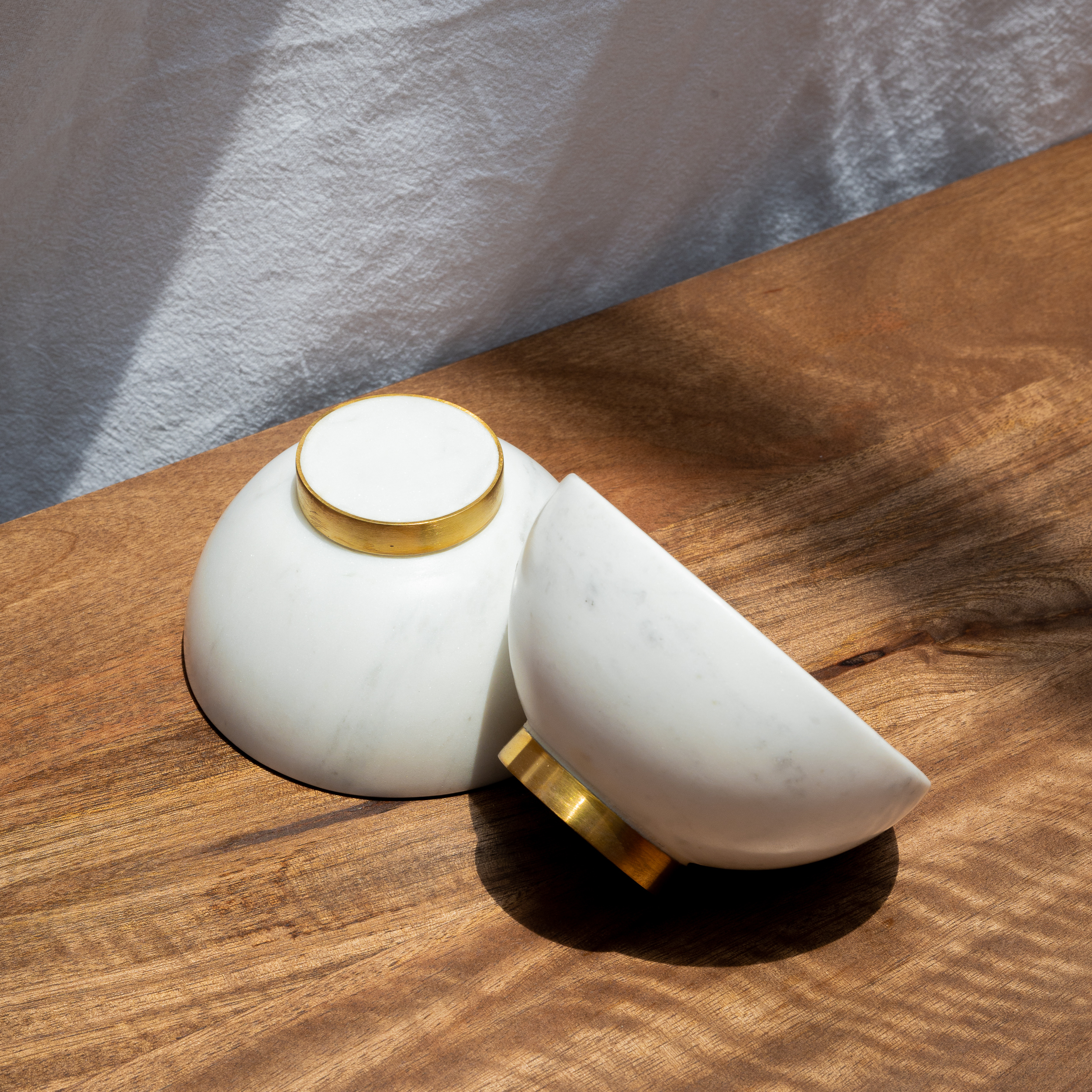 White Marble Bowl with Gold Base