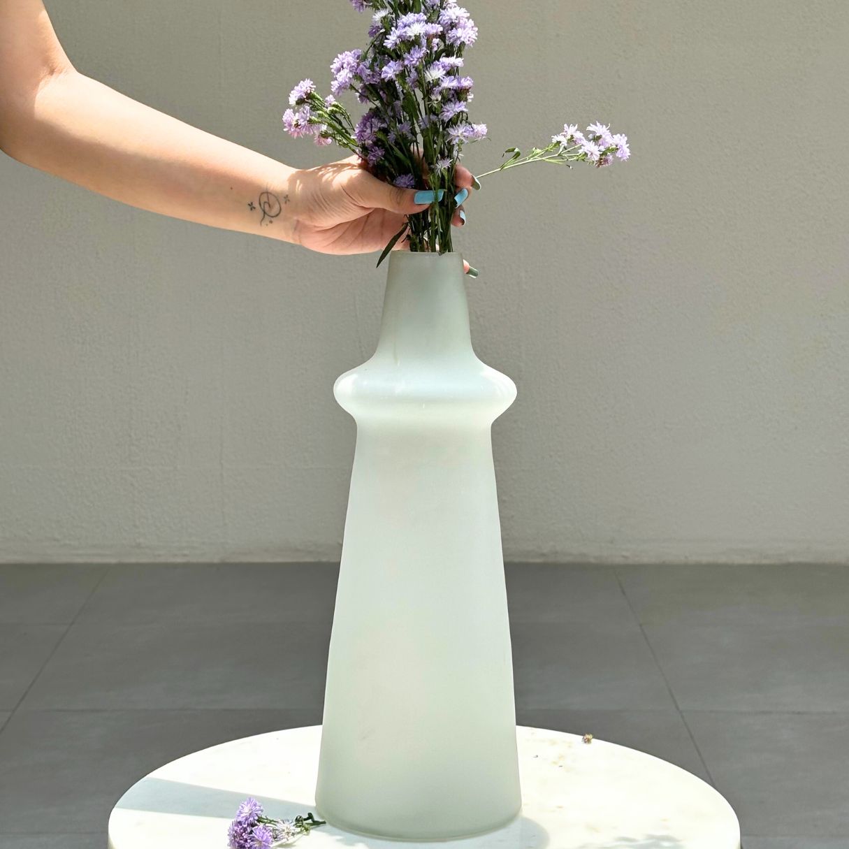 Ridge Frosted Glass Vase