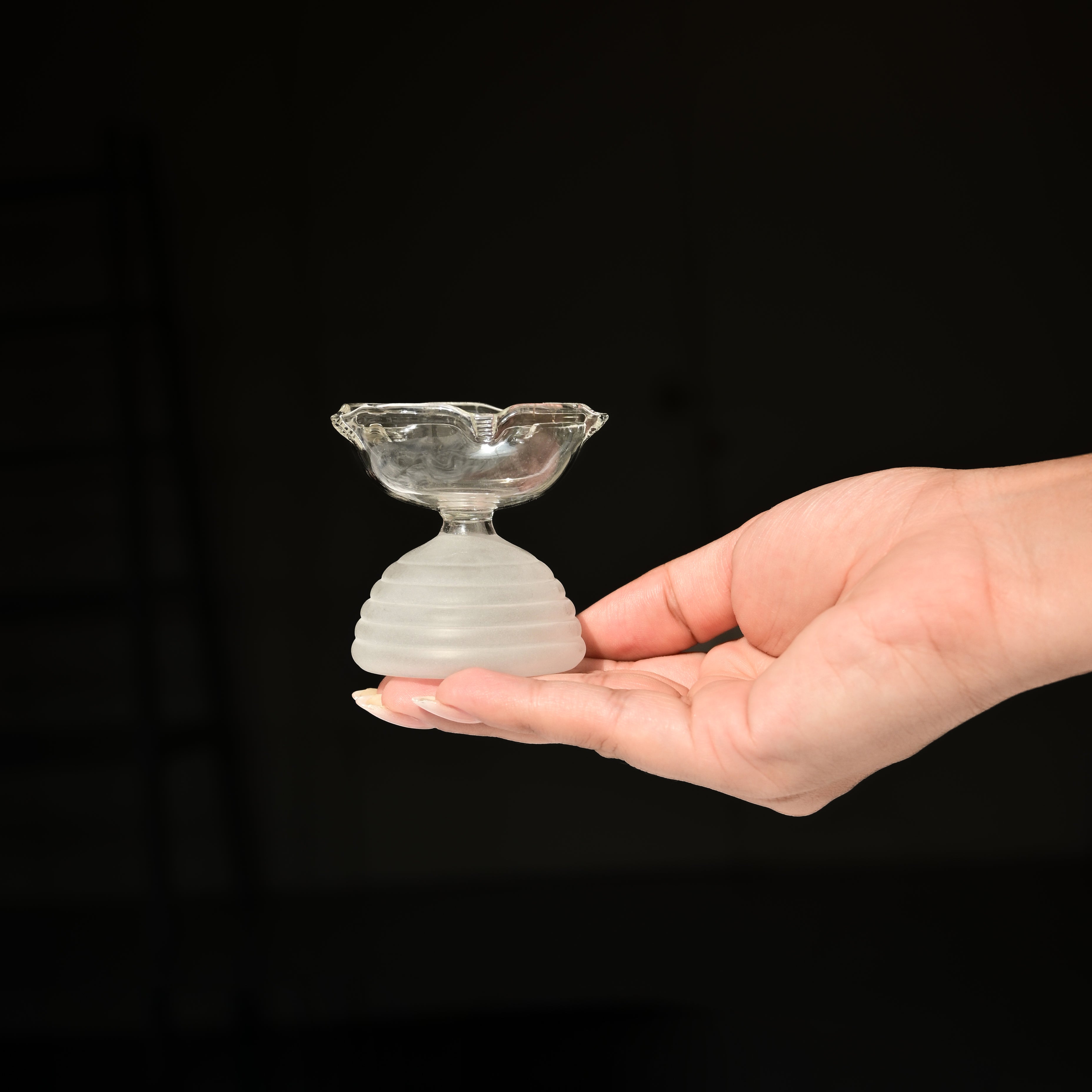 White Short Glass Diya