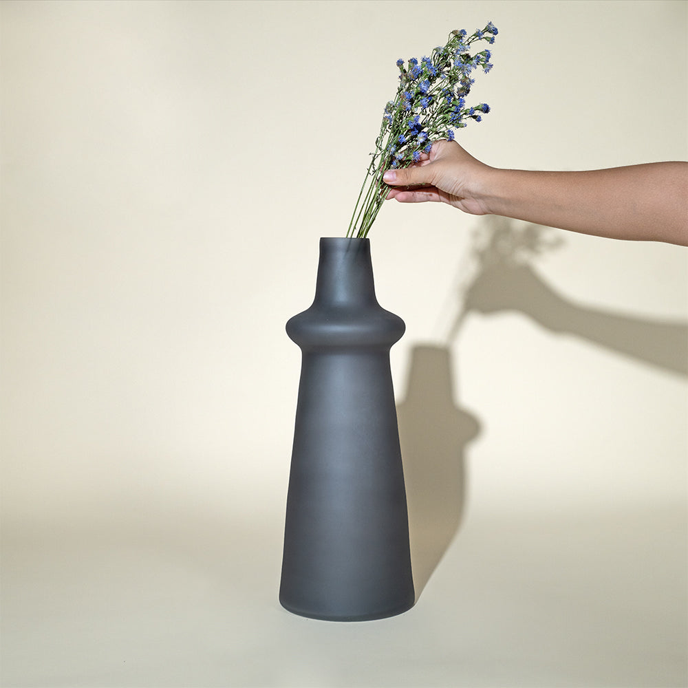 Ridge Frosted Glass Vase