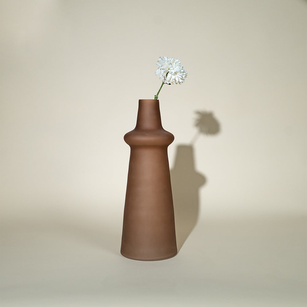 Ridge Frosted Glass Vase