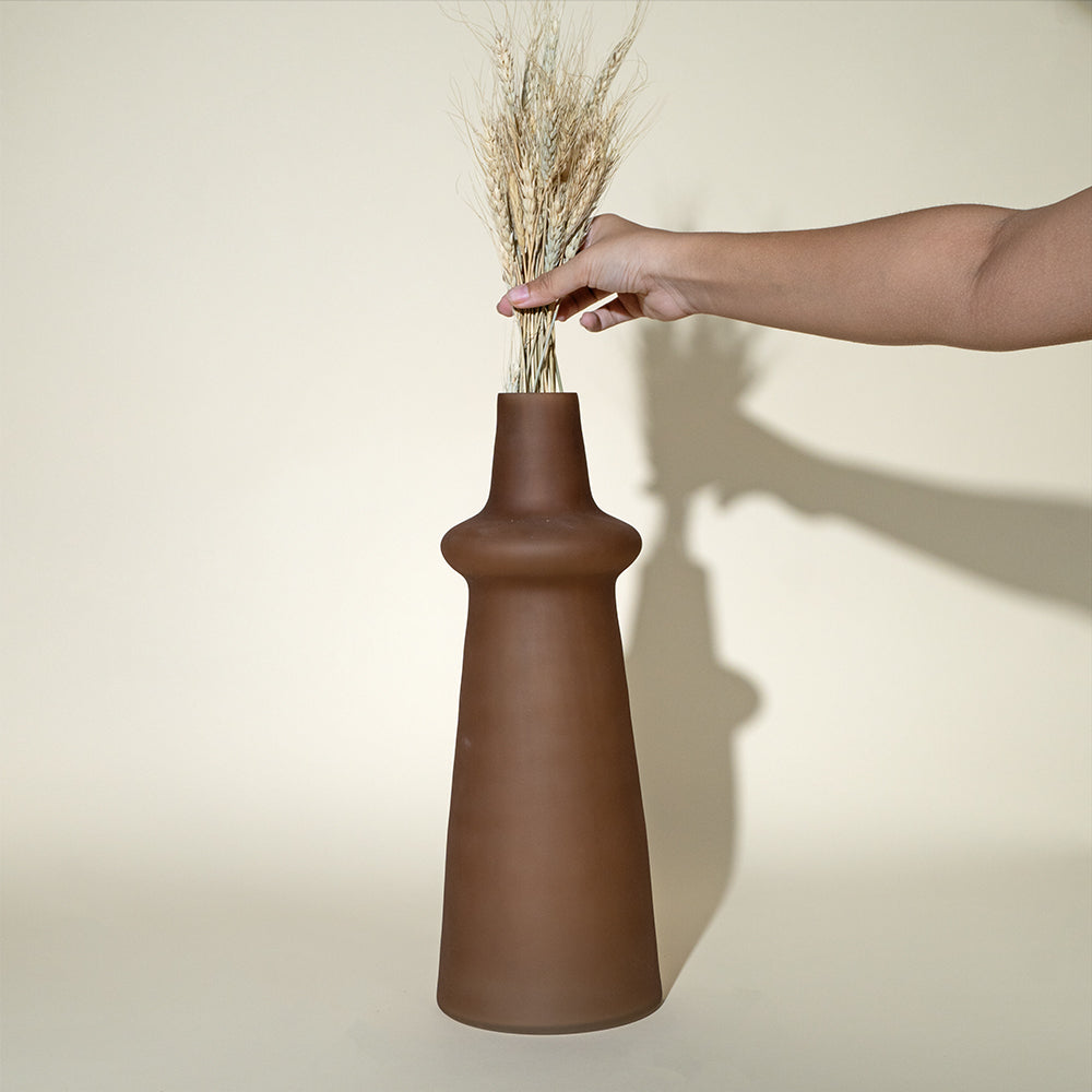 Ridge Frosted Glass Vase