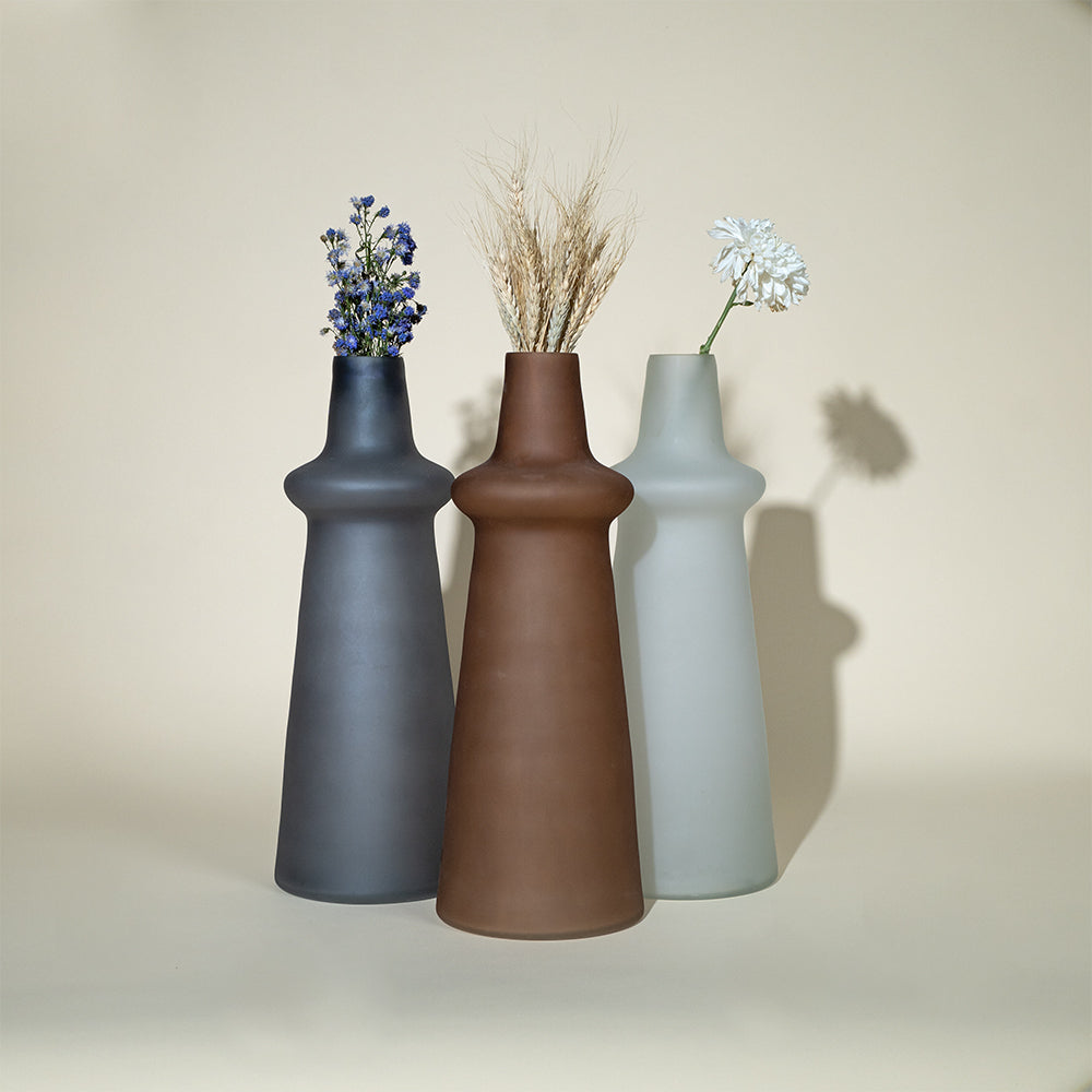 Ridge Frosted Glass Vase