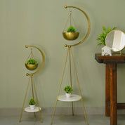 muun tripod planter - Gold and White Marble