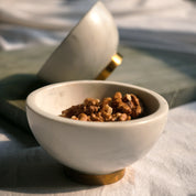 White Marble Bowl with Gold Base