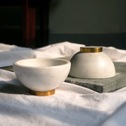 White Marble Bowl with Gold Base