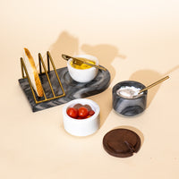 Marble Butter Dish with Gold Knife