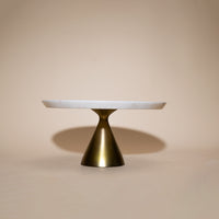 White Marble Cake stand with Gold Base
