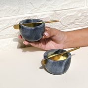 Marble Butter Dish with Gold Knife