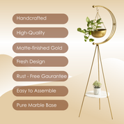 muun tripod planter - Gold and White Marble