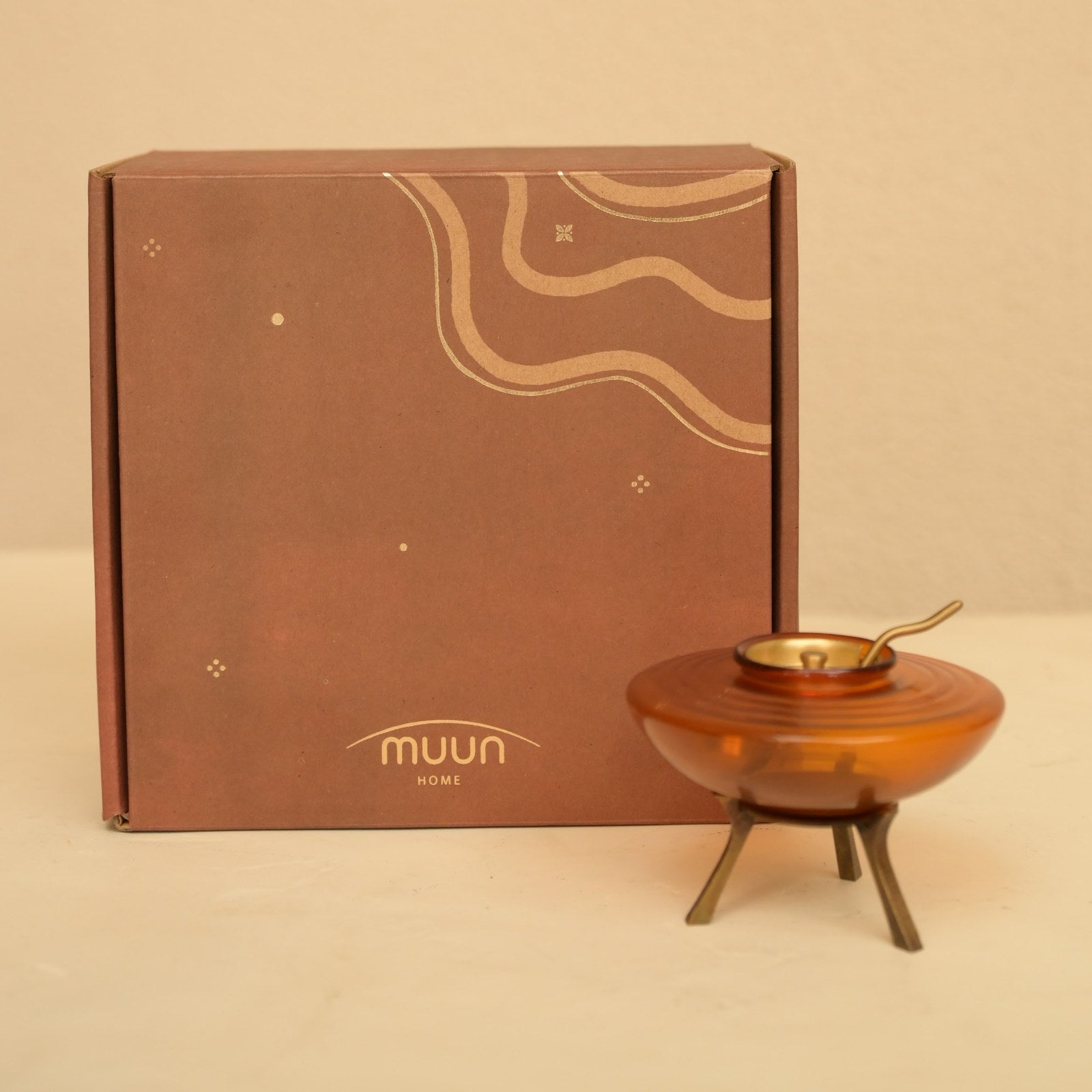 Ghee Dani with Spoon-Brass & Glass Ghee Pot