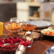 Ghee Dani with Spoon-Brass & Glass Ghee Pot
