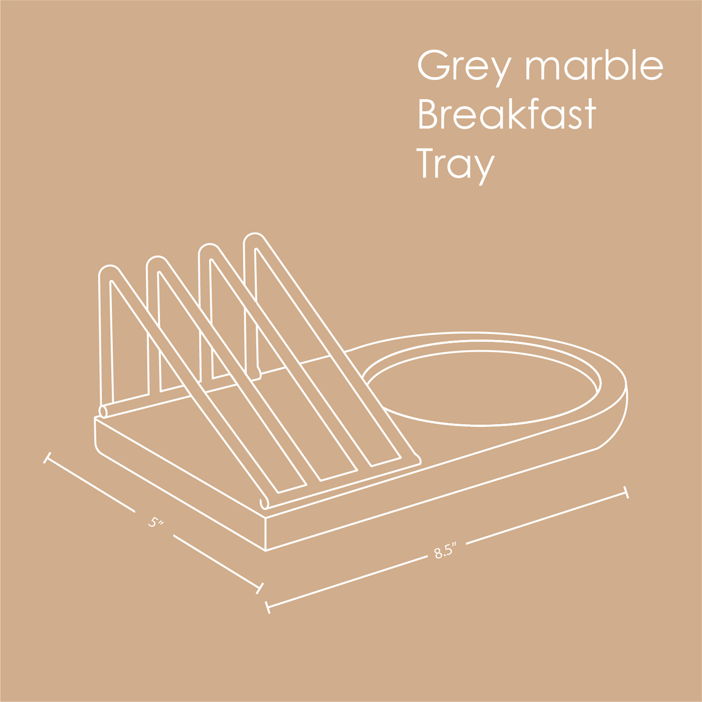 Grey marble Breakfast Tray Muun Home 