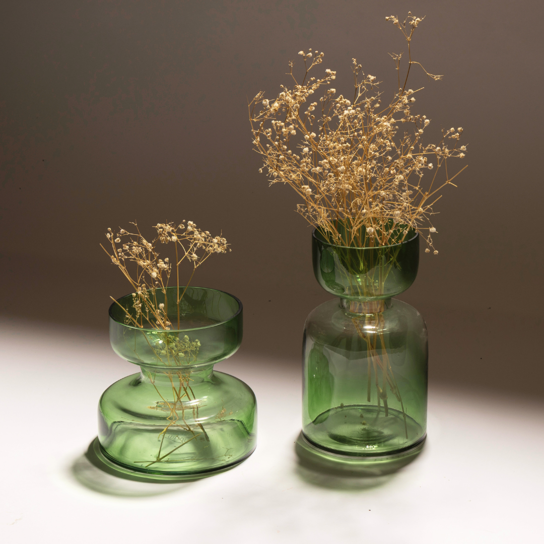 Sage Green Tinted Glass Vases