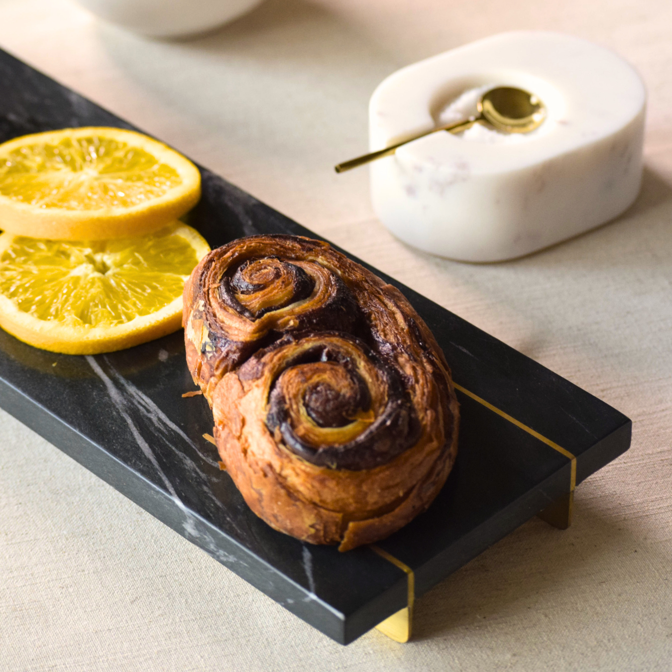 Marble Tray With Gold Base
