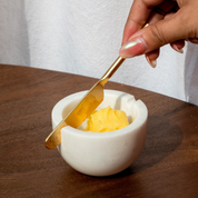 Marble Butter Dish with Gold Knife