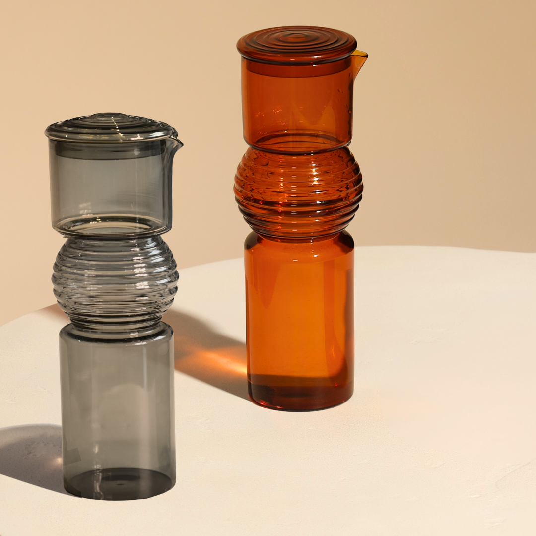 Coil Glass Carafe and set of 2 glasses