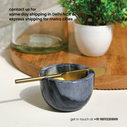 Marble Butter Dish with Gold Knife