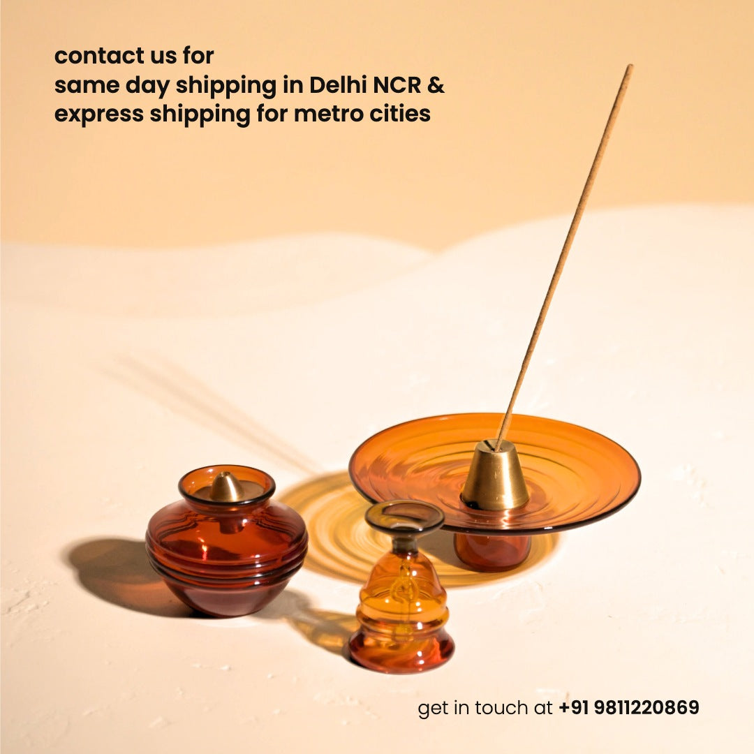 Muun Gift Box - Kalash Oil Lamp + Glass Incense Holder + Short Bell