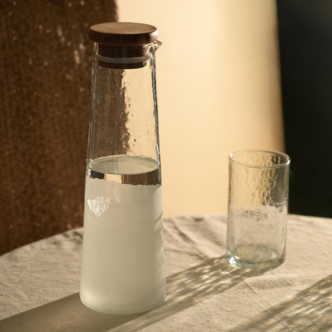 Frosted Hammered Glass Carafe