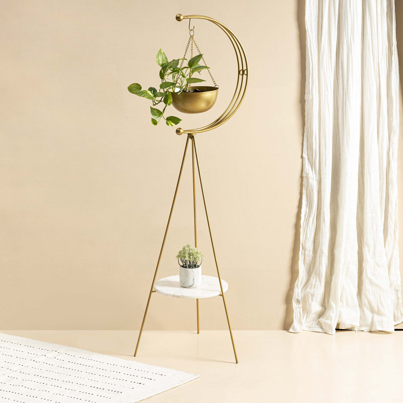 muun tripod planter - Gold and White Marble