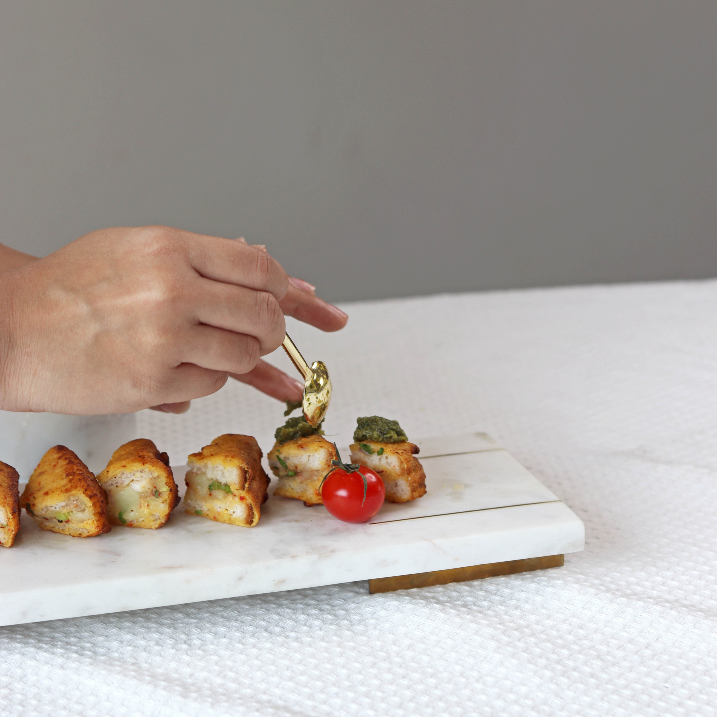 Marble Tray With Gold Base