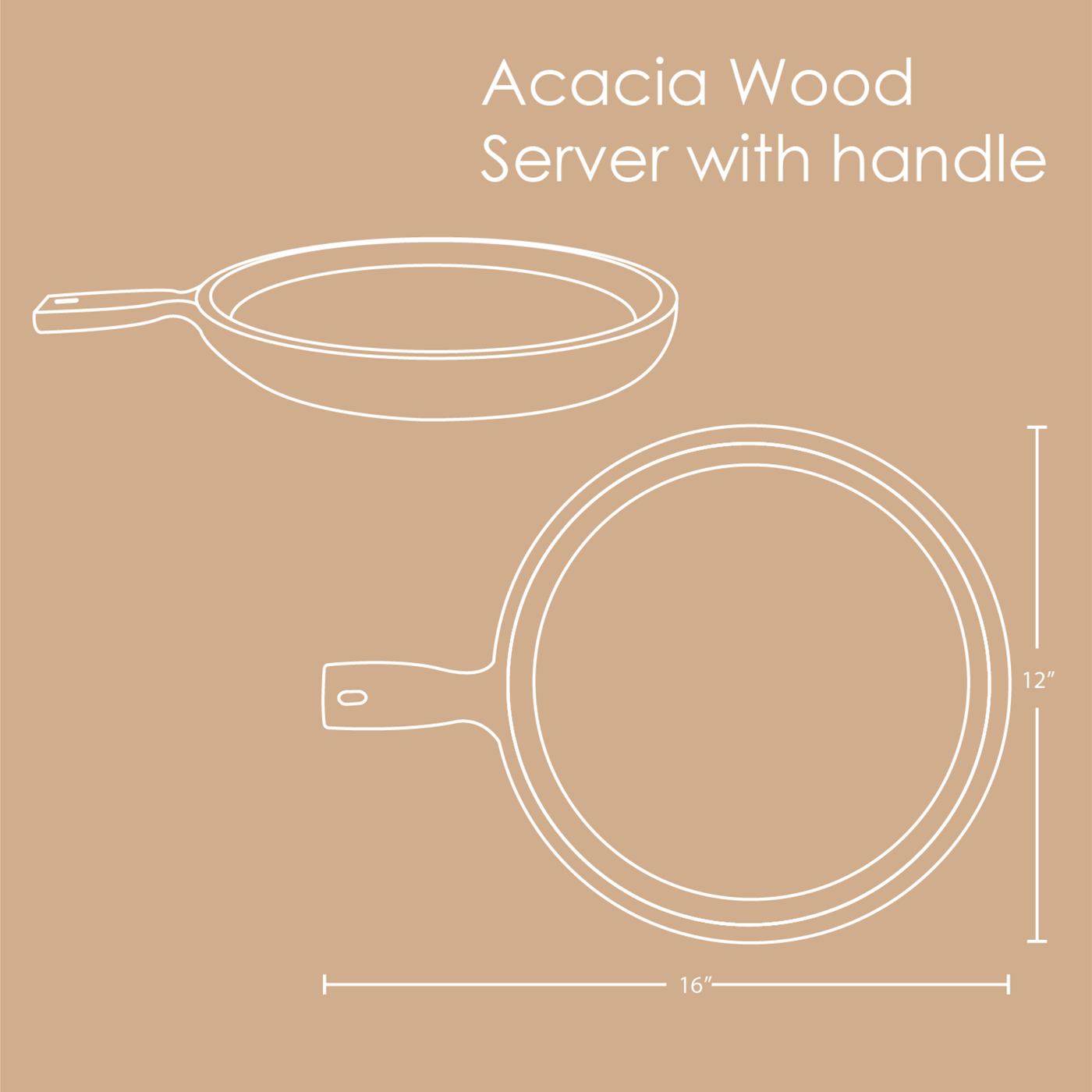 Acacia Wood Server with handle