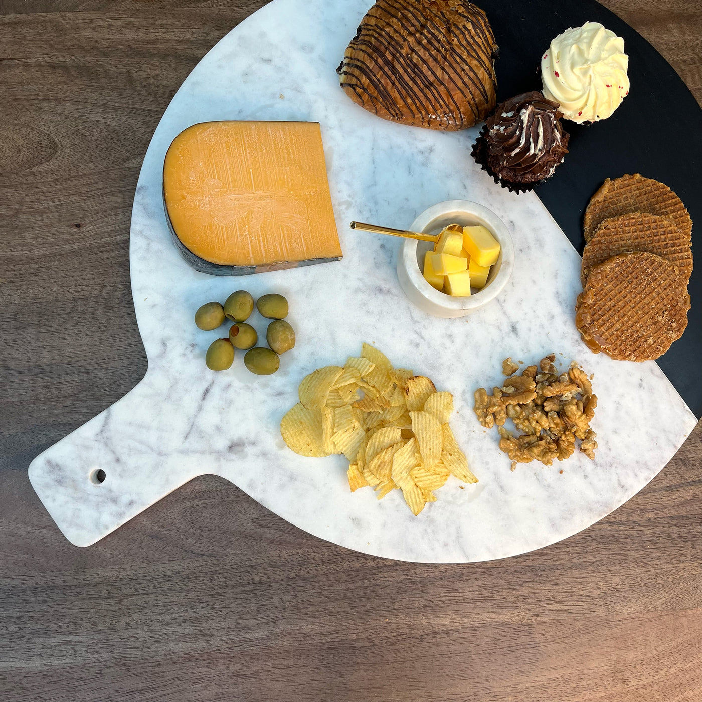 Marble and wood XL platter